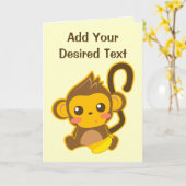 Carte Petit Singe mignon (Fleur jaune)