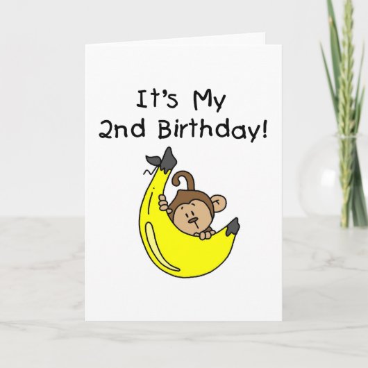 Carte Petit singe sur Banana 2e anniversaire (Devant)