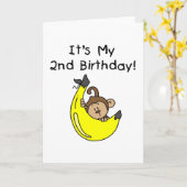 Carte Petit singe sur Banana 2e anniversaire (Fleur jaune)