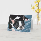Carte Petit somme de Boston Terrier (Fleur jaune)