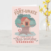 Carte Petit Tree Fort Punny voeux d'anniversaire petit-f (Fleur jaune)