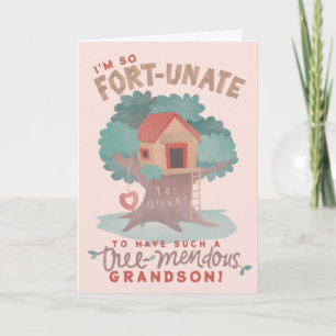 Carte Petit Tree Fort Punny voeux d'anniversaire petit-f