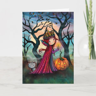 Carte Petit Vampire avec Chat Tigré Gris Art