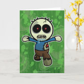 Carte Petit zombi mignon de bande dessinée (Fleur jaune)