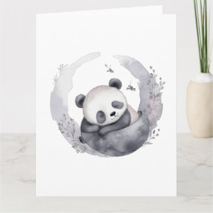Carte Petite Aquarelle Sleepy Bébé Panda Ours