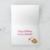Carte Petite artiste peintre fille Joyeux anniversaire (Intérieur)
