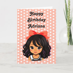 Carte Petite caricature personnalisée Fille Corail Anniv