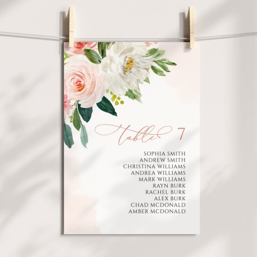 Carte petite carte à fleurs roses blanches