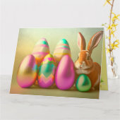 Carte Petite collection de lapins et d'oeufs de Pâques (Fleur jaune)