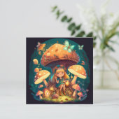 Carte Petite elve de fille parmi les champignons (Debout devant)