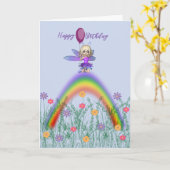 Carte Petite Fée Anniversaire Souhaite pour enfant. (Fleur jaune)