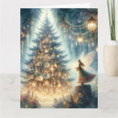 Carte Petite fée de Noël dans une forêt enchantée (Devant)