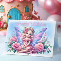Petite Fée Enfant en Robe Rose et Roses Anniversai