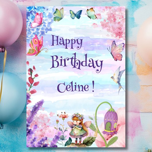 Carte Petite fée Joyeux Anniversaire salutation