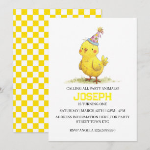 Carte Petite ferme de poussins Anniversaire poulet