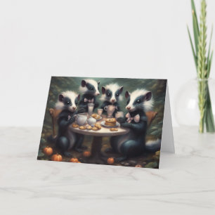 Carte Petite fête d'Halloween pour les moufettes dans le