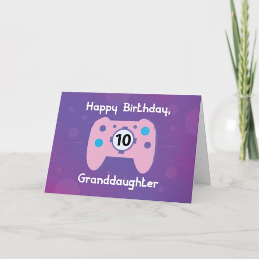 Carte Petite-fille 10 ans Anniversaire Gamer Controlle (Devant)