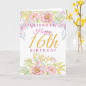 Carte Petite-fille 16e anniversaire Rose rose Floral (Fleur jaune)