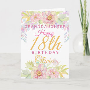 Carte Petite-fille 18e anniversaire Rose rose Floral