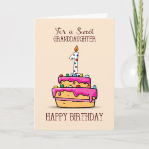 Carte Petite-fille 1er anniversaire, 1 sur Sweet Pink Ca