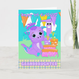 Carte Petite-fille, 1er anniversaire mignon petit monstr