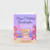 Carte Petite-fille 1er anniversaire Teddy Bear Ballerina (Devant)
