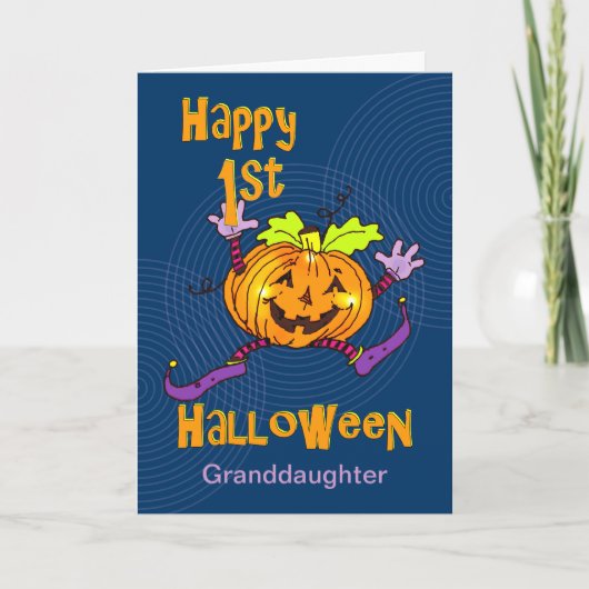 Carte Petite-fille 1er Halloween Citrouille heureux (Devant)