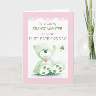 Carte Petite-fille 1er Jour de la Saint Patrick Ours dou