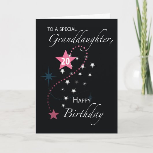 Carte Petite-fille 20e anniversaire Star Inspirational (Devant)