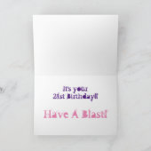 Carte Petite-fille, 21e anniversaire, blanche, rose, vio (Intérieur)