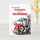 Carte Petite-fille, 21e anniversaire des perruques relig (Fleur jaune)