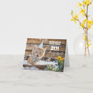 Carte Petite-fille 21e anniversaire Super Mignon Chat Ro