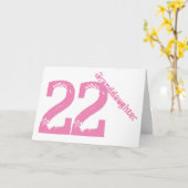 Carte Petite-fille, 22ème anniversaire, blanc et rose (Fleur jaune)