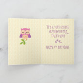 Carte Petite-fille 2e anniversaire, hibou, rose, violet (Intérieur)
