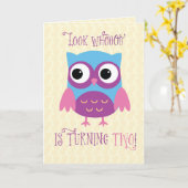 Carte Petite-fille 2e anniversaire, hibou, rose, violet (Fleur jaune)