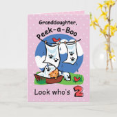 Carte Petite-fille 2e anniversaire, Peek-a-Boo Kitten (Fleur jaune)