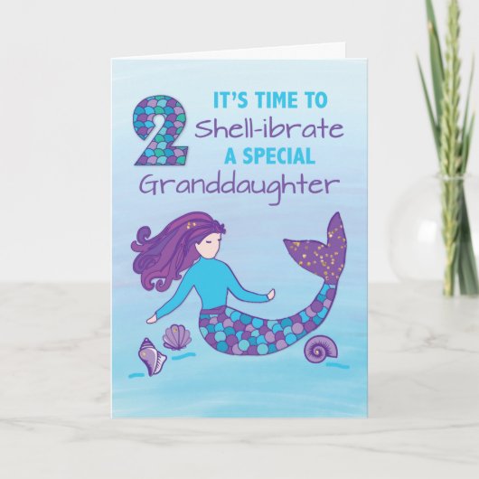 Carte Petite-fille 2e anniversaire Sparkly Look Mermaid (Devant)