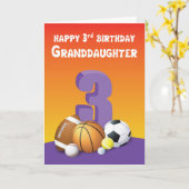 Carte Petite-fille 3e anniversaire Sports Balls (Fleur jaune)