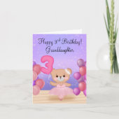Carte Petite-fille 3e anniversaire Teddy Bear Ballerina (Devant)