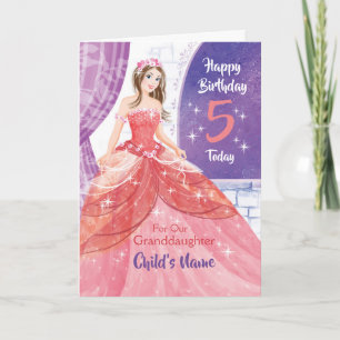 Carte Petite-fille, 5e anniversaire, jolie princesse