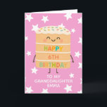 Carte Petite-fille 6e anniversaire Pink Cute Cake Custom<br><div class="desc">Célébrez le grand jour de votre petite-fille avec cette adorable carte d'anniversaire de 6e avec une jolie illustration de personnage de gâteau souriant, des arrosées colorées et un message joyeux "Joyeux anniversaire". Placée contre un arrière - plan rose amusant, cette carte est parfaite pour les enfants qui aiment le plaisir,...</div>