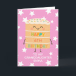 Carte Petite-fille 6e anniversaire Pink Cute Cake Custom<br><div class="desc">Célébrez le grand jour de votre petite-fille avec cette adorable carte d'anniversaire de 6e avec une jolie illustration de personnage de gâteau souriant, des arrosées colorées et un message joyeux "Joyeux anniversaire". Placée contre un arrière - plan rose amusant, cette carte est parfaite pour les enfants qui aiment le plaisir,...</div>