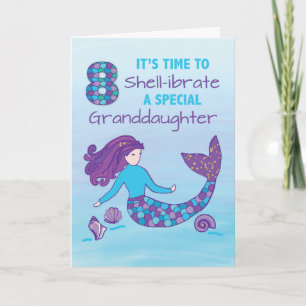 Carte Petite-fille 8e anniversaire Sparkday Look Mermaid