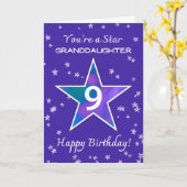 Carte Petite-fille 9e anniversaire étoile brillante pour (Fleur jaune)