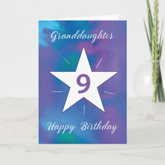 Carte Petite-fille 9e anniversaire White Shining Star (Devant)