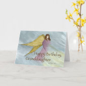 Carte Petite-fille, Ange Anniversaire bleu (Fleur jaune)