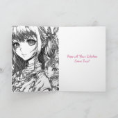 Carte Petite fille Anime avec ballons Anniversaire (Intérieur)