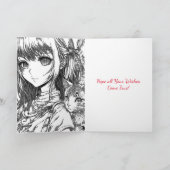 Carte Petite fille Anime avec ballons Anniversaire (Intérieur)