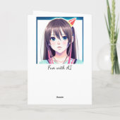 Carte Petite fille Anime avec Casquette d'anniversaire (Dos)