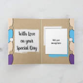 Carte Petite-fille anniversaire bleu blanc rustique (Intérieur)